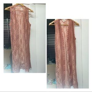 Dusty pink lace vest
